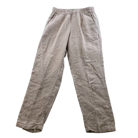 Rachel Roy Women's Pants Small Straight 100% Linen Casual Lounge Pull on Beige - Picture 1 of 13